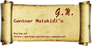 Gantner Malakiás névjegykártya